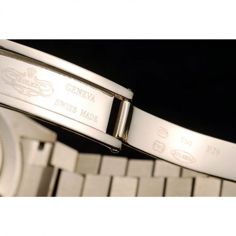Super Clone Rolex Day-Date Gold Stainless Steel Ribbed Bezel Black Dial 41998 - Afbeelding 7