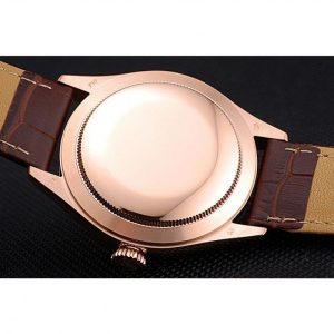 Rolex Cellini White Rose Dial Gold Case Brown Leather Bracelet 622725 - Image 8