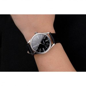 Super Clone Rolex Cellini Black Dial Roman Numerals Stainless Steel Case Black Leather Strap - Image 10