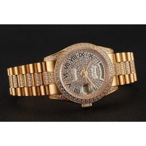 Super Clone Rolex Day-Date Diamond Pave Dial Gold Diamond Bracelet 1453956 - Afbeelding 4