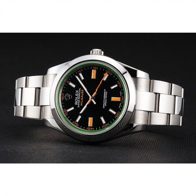 Super Clone Rolex Milgauss Black Dial Orange Markings Stainless Steel Case And Bracelet - Image 5