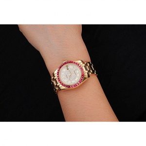 Rolex Datejust Diamond Dial Pink Jewels Bezel Gold Case And Bracelet 622835 – Image 10