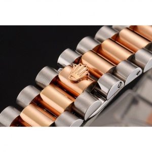 Super Clone Rolex Day-Date Diamonds Bezel White Dial Rose Gold And Staineless Steel Bracelet 1454108 - Image 6