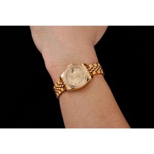 Super Clone Rolex Lady-Datejust Champagne Dial Diamond Bezel Gold Jubilee Bracelet 1454096 - Image 10