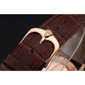 Super Clone Rolex Cellini Time Gold Case White Dial Brown Leather Bracelet 622655 - Afbeelding 6