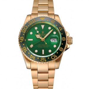 Super Clone Rolex GMT Master II Green Dial And Bezel Gold Case And Bracelet 1453750 - Image 11