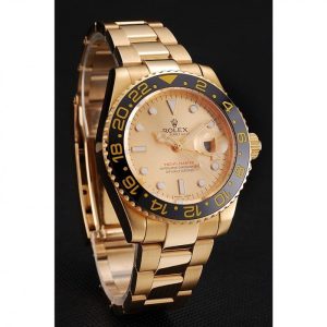 Super Clone Rolex GMT Master II Gold Dial Black Bezel Gold Case And Bracelet 1453749 – Image 3