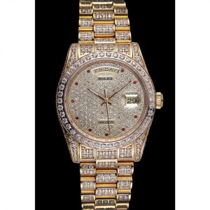 Super Clone Rolex Day-Date Diamonds Yellow Gold-SRL185 621615 - Image 2