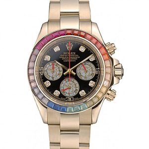 Super Clone Rolex Daytona Rose Gold Rainbow Crystal Bezel 80251 - Image 12