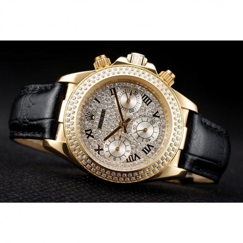Super Clone Rolex Daytona Lady Gold Case Crystal Studded Bezel Crystal Studded Dial 98238 - Imagen 5