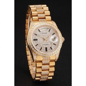 Super Clone Rolex Day-Date Yellow Gold Diamond Pave - Imagen 3
