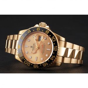 Super Clone Rolex GMT Master II Gold Dial Black Bezel Gold Case And Bracelet 1453749 – Image 5