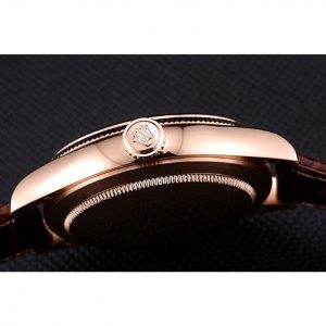 Rolex Cellini White Rose Dial Gold Case Brown Leather Bracelet 622725 - Image 9