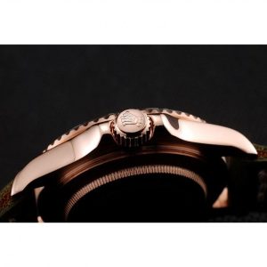 Rolex Yacht-Master Black Dial Green Bezel Rose Gold Case Green Leather Bracelet 1453862 - Imagen 8