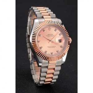 Super Clone Rolex Datejust Rose Gold Dial And Bezel Stainless Steel Case Two Tone Bracelet - Image 3