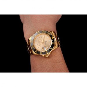 Super Clone Rolex GMT Master II Gold Dial Black Bezel Gold Case And Bracelet 1453749 – Image 10