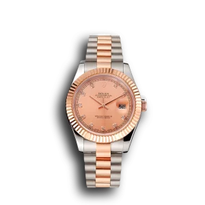 Super Clone Rolex Datejust Rose Gold Dial And Bezel Stainless Steel Case Two Tone Bracelet