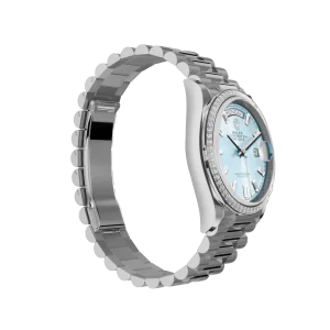 Rolex Day-Date: 36mm platinum, ice-blue, diamond-set dial, diamond-set bezel and a President bracelet, m128396tbr-0003 - Image 3