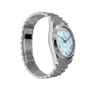 Super Clone Rolex Day-Date: 40 mm, Platinum with an ice-blue dial, Fluted bezel and a President bracelet, m228236-0012 - Image 4