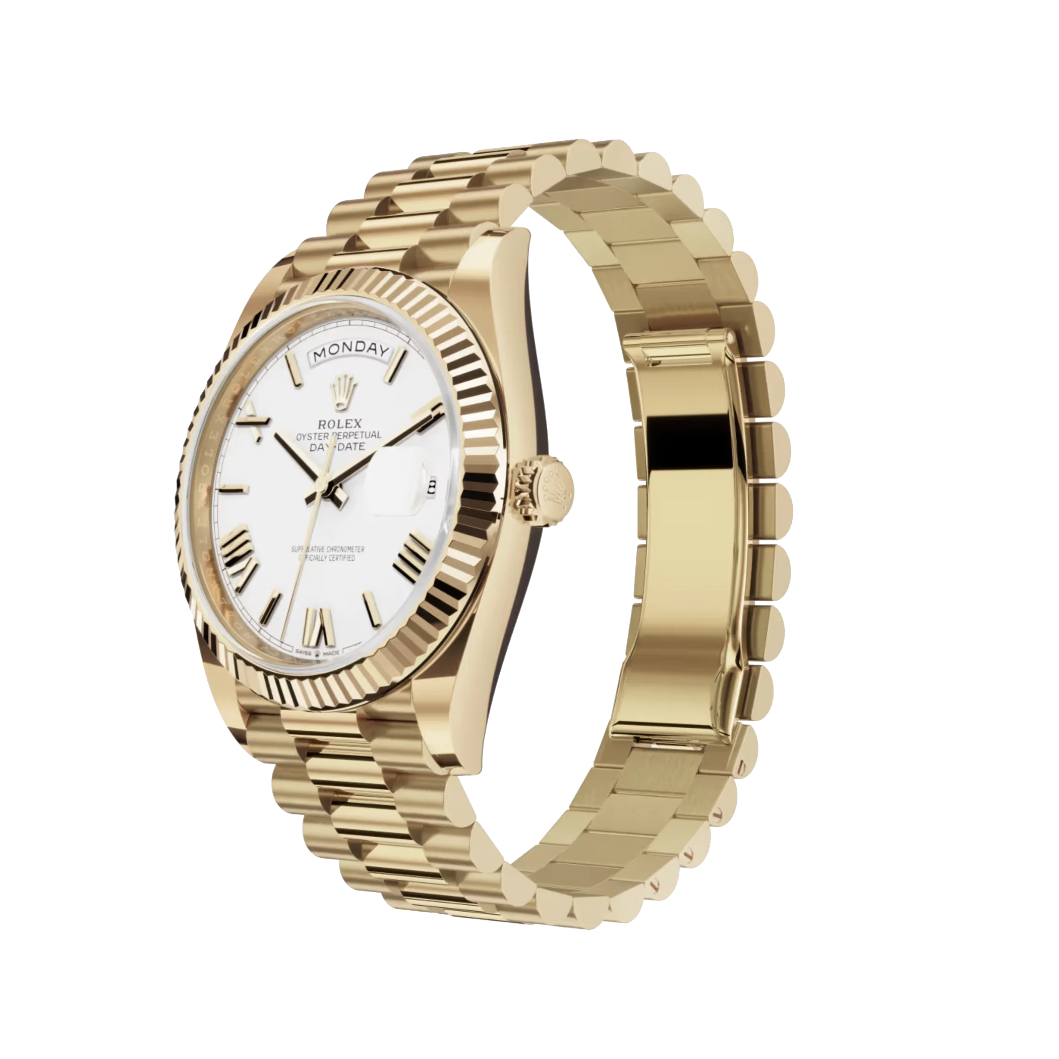 Rolex Day-Date: 40mm yellow gold with a white dial, fluted bezel and a President bracelet, m228238-0042 - Image 2