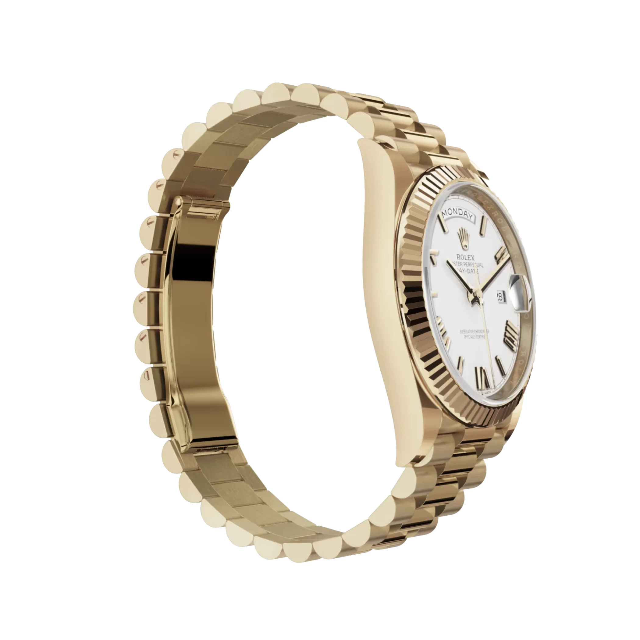 Rolex Day-Date: 40mm yellow gold with a white dial, fluted bezel and a President bracelet, m228238-0042 - Image 3
