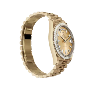 Super Clone Rolex Day-Date: 36 mm, Yellow gold, with a champagne colour, Diamond-set dial, Diamond-set bezel and a President bracelet, m228348rbr-0002 - Image 3