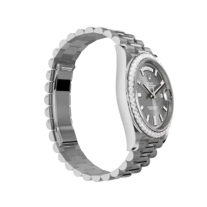 Rolex Day-Date: 40mm white gold, with a bright black, diamond-set dial, diamond-set bezel and a President bracelet, m228349rbr-0003 – Image 3