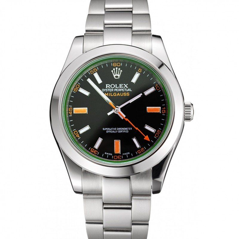 Super Clone Rolex Milgauss Black Dial Orange Markings Stainless Steel Case And Bracelet - Image 11