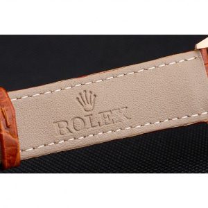 Super Clone Rolex Cellini Black Dial Roman Numerals Rose Gold Case Light Brown Leather Strap – Bild 7