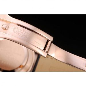 Super Clone Rolex Daytona Rose Gold Case Black Dial Black Leather Strap - Image 7