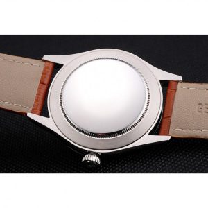 Super Clone Rolex Datejust Blue Dial Stainless Steel Case Light Brown Leather Strap - Image 8