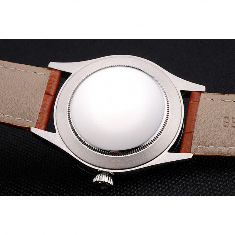 Super Clone Rolex Datejust Blue Dial Stainless Steel Case Light Brown Leather Strap - Image 8
