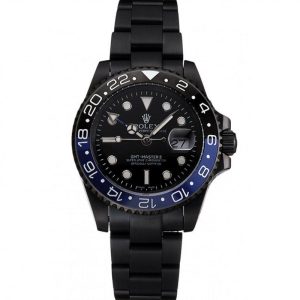 Super Clone Rolex GMT Master II Black Dial Blue And Black Bezel Black PVD Case And Bracelet PR18239 - Image 11