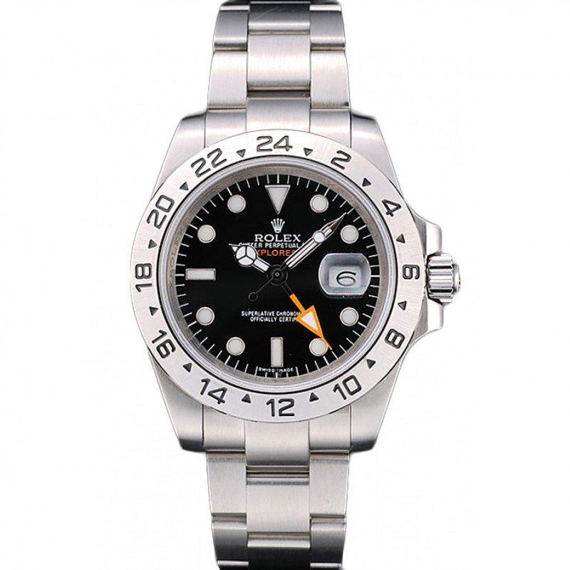 Super Clone Rolex Explorer Stainless Steel Bezel Black Dial Watch – Image 12