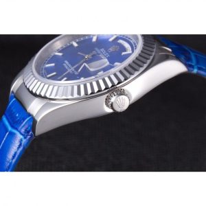 Super Clone Rolex Day-Date Oyster Collection Blue Leather Band 621490 - Image 6