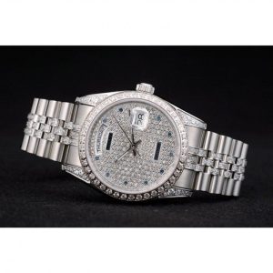 Rolex DayDate Diamond Plated Stainless Steel Bracelet Diamond Plated Dial 41985 – Image 5