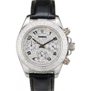 Super Clone Rolex Daytona Lady Stainless Steel Case Crystal Studded Bezel Crystal Studded Dial - Imagen 10