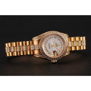 Super Clone Rolex DayJust Diamond Pave White Dial Gold Diamond Bracelet 1453957 - Image 3