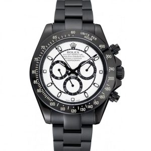 Super Clone Rolex Cosmograph Daytona White And Black Dial Black Stainless Steel Case And Bracelet 1454249 - Image 11
