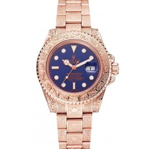 Super Clone Rolex Submariner Skull Limited Edition Blue Dial Rose Gold Case And Bracelet 1454085 - Image 11