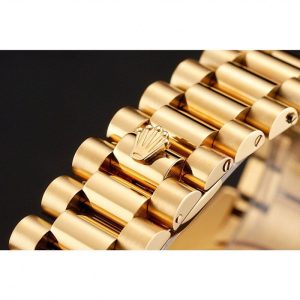 Super Clone Rolex Day-Date Diamonds And Rubies Black Dial Yellow Gold Bracelet 1454101 - Image 6