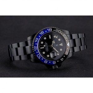 Super Clone Rolex GMT Master II Black Dial Blue And Black Bezel Black PVD Case And Bracelet PR18239 - Image 4