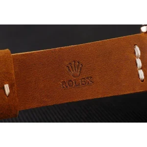 Rolex Yacht-Master Black Dial Rose Gold Case Brown Leather Bracelet 1453861 - Imagen 6