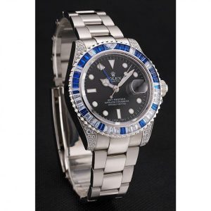 Super Clone Rolex GMT Master II Black Dial Stone Set Bezel Stainless Steel Case And Bracelet 1453747 - Image 3