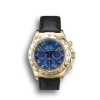 Super Clone Rolex Daytona Gold Case Blue Dial Black Leather Strap