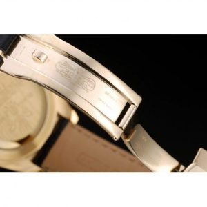 Super Clone Rolex Daytona Gold Case Blue Dial Black Leather Strap - Imagen 7