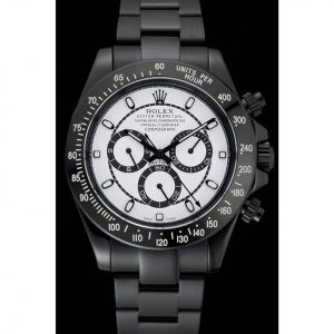 Vista alternativa de Super Clone Rolex Cosmograph Daytona White And Black Dial Black Stainless Steel Case And Bracelet 1454249