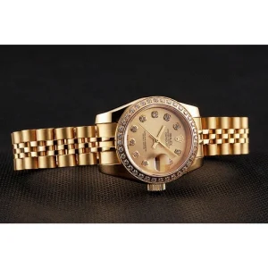 Super Clone Rolex Lady-Datejust Champagne Dial Diamond Bezel Gold Jubilee Bracelet 1454096 - Image 5