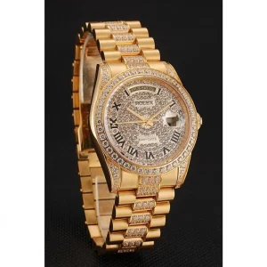 Vista alternativa de Super Clone Rolex Day-Date Diamond Pave Dial Gold Diamond Bracelet 1453956
