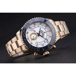 Rolex Yacht-Master II White Dial Blue Bezel Gold Bracelet 622271 - Afbeelding 4